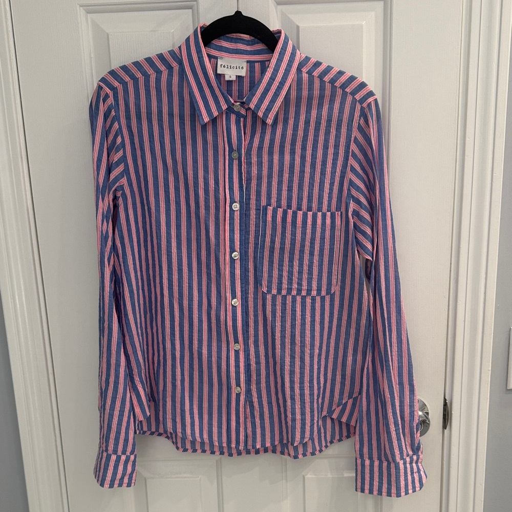 Blue and Pink Striped women’s Shirt
